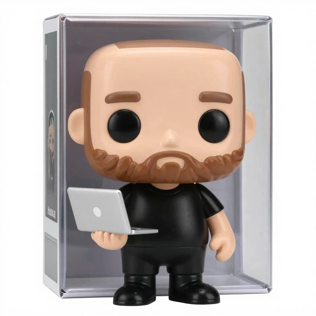 Ejemplo generado con el prompt «Tu muñeco Funko Pop en su caja»
