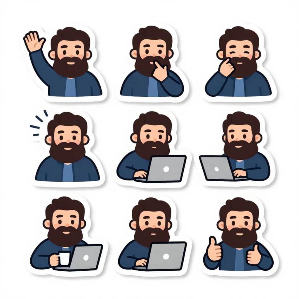 Ejemplo generado con el prompt «Pack de stickers con tu cara»